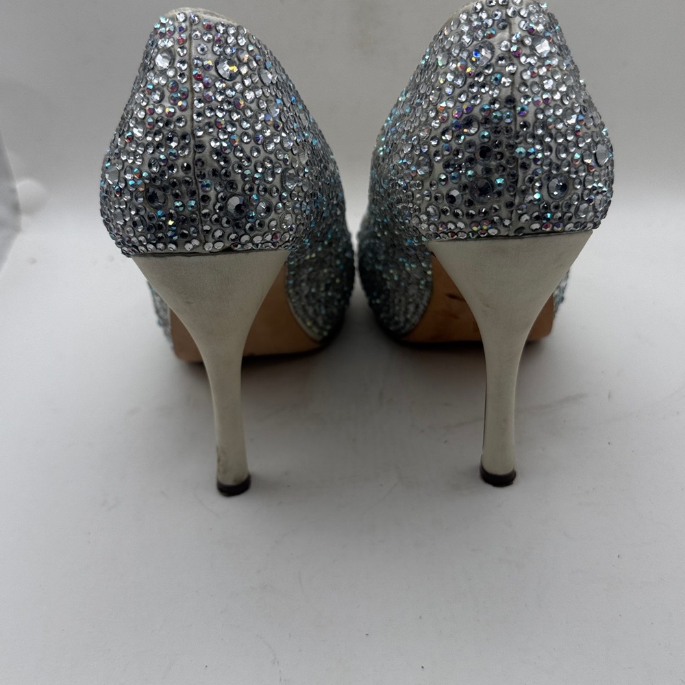 Benjamin Adams Charlize Crystal Rhinestone Heels 38 7.5 Bride Wedding Shoes - Picture 6 of 16